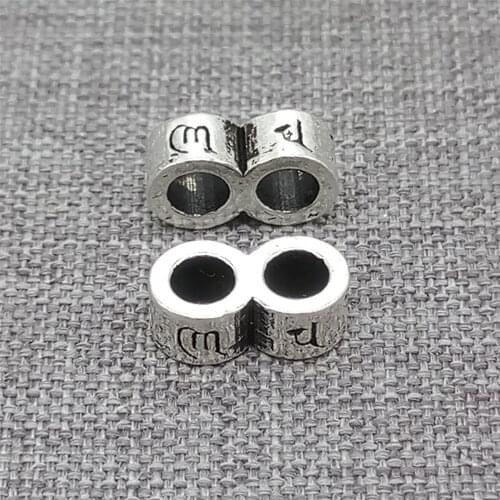 6pcs of 925 Sterling Silver Double Slider Spacer Beads Om mani padme hum