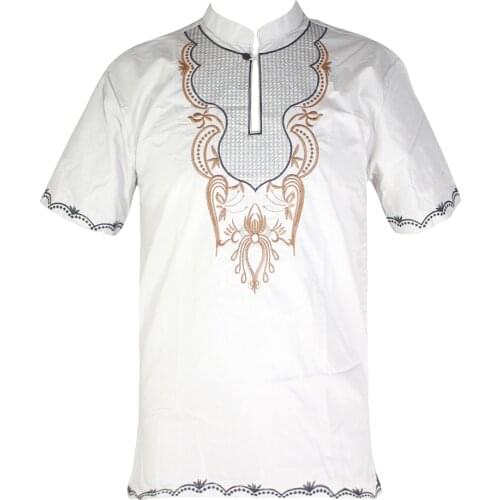 African clothes Ethnic Embroidery Short muslim shirt for men Dashiki Tops Mens Wedding Wearing Attire european clothing