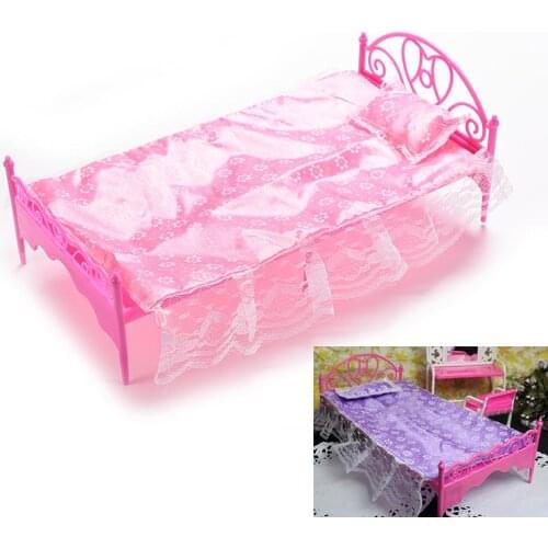 3Pcs For Girls Doll Accessories Birthday Gift Dolls For Girls Pink Toys Lace Bed For Barbie Doll house Life Furniture
