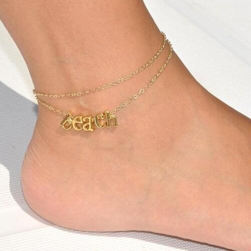 A-z initial letter anklet stainless steel fashion new simple personality multiple letter anklet bracelet ladies jewelry gift