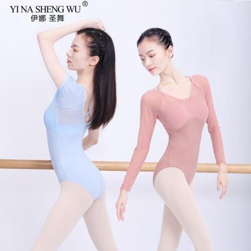Ballet Leotards For Adult Women Dance Costume Short&Long Sleeve Mesh Splice Adult Ballet Dance Wear Gymnastics Leotard Costumes