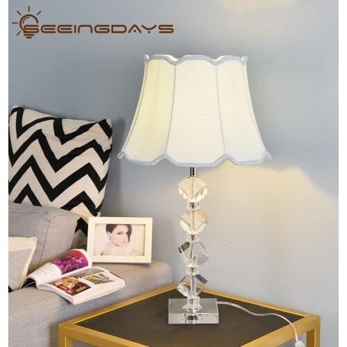 Free Ship Bevel K9 Crystal Stone Table Lamps For Bedroom For Living Room Bedside Lamp LED Desk Lamp Home Decor 220v 110v EU Plug