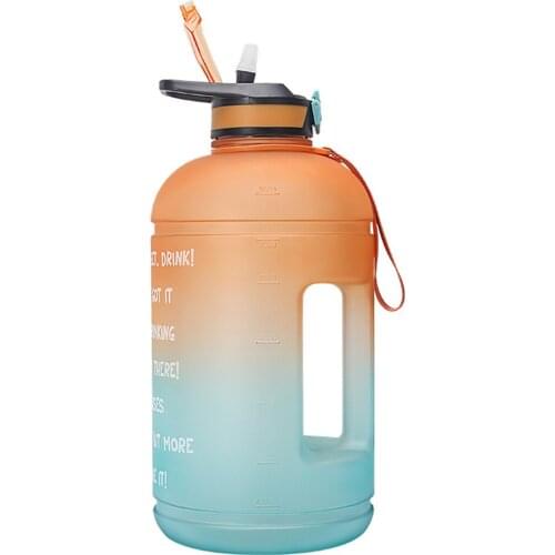 1 Gallon 3.78l Water Bottle With Time Marker & Straw Drinking Outdoor Picnic Gym Bottles Fitness Sports Cycling Drink Bottles