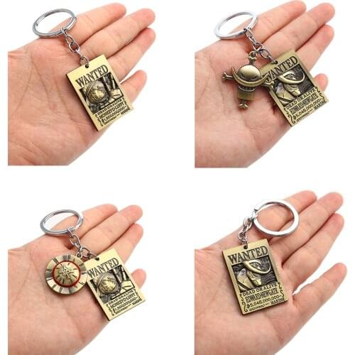 Anime One Piece Keychain Luffy Hat Whitebeard Figure Wanted Pendant Metal Men Jewelry Llaveros Hombre Souvenirs Accessories