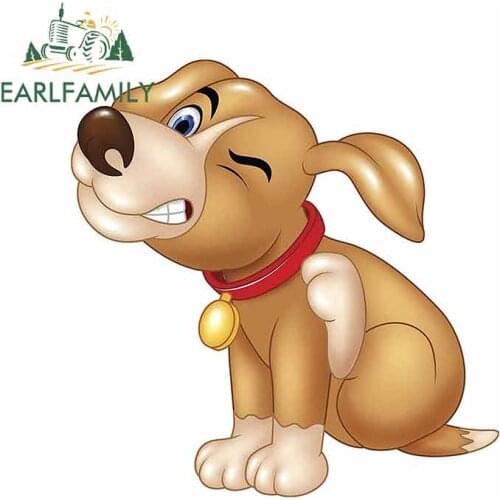 EARLFAMILY 13cm x 12.7cm Cartoon Cute Dog Motorcycle Car Stickers DIY Little Yellow Dog Decal Waterproof Car Styling