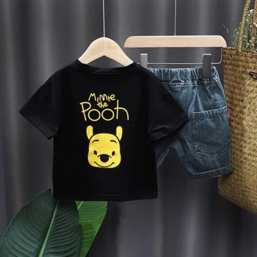 T-shirt + Shorts 2 Piece Set Summer Infantil Clothes Girls Outfits Pooh Bear Boys Tops Cotton Kids Suit 2 3 4 5 6 Years