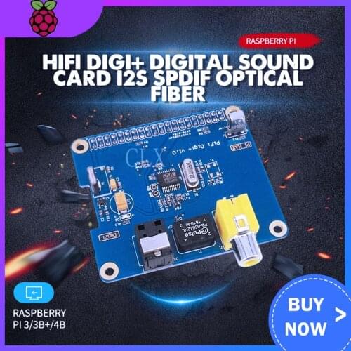 HIFI DiGi+ Digital Sound Card I2S SPDIF Optical Fiber for Raspberry Pi 3 B Plus / 3B / Pi 2 model B and B+ / A+/4B