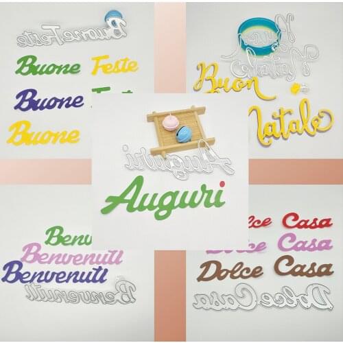 Italian: Merry Christmas, welcome to, best wishes, happy holidays, sweet home metal cutting mold photo album gift card embossing