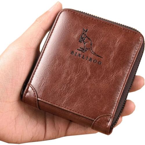 Fashion Classic Coin Purse Men Leather Zipper Wallet RFID Anti Theft Business Credit Card Holder Money Bag Wallet Men