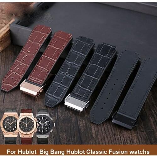 Leather watch and Compatible for Hublot Big Bang Classic Fusion Leather Rubber Watch Band Male 26*19mm