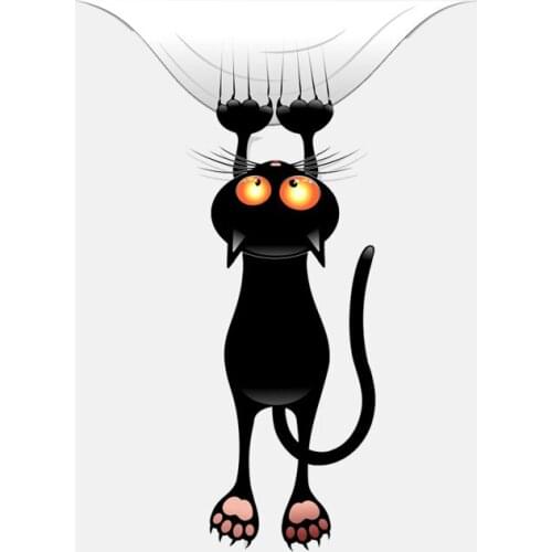 Creative animal Funny Stickers Cartoon Graffiti Motorcycle Window Decoration Black Cat Catches Down Decal Car Sticke KK 16*12cm