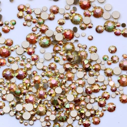 Metallic Shine Many Size Non Hotfix Gold Bottom Crystal Rhinestones Glass Glue On For Wedding Dresses DIY Nail Art Decorations