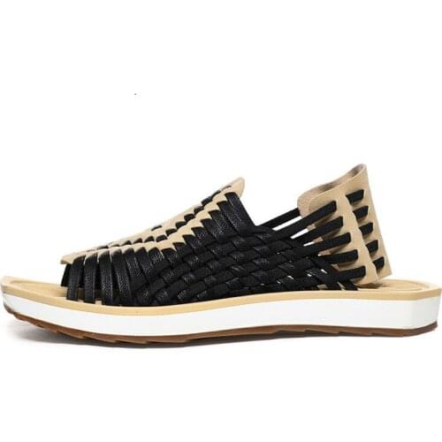 Fashion Sandals Mens Microfiber Breathable Comfortable High Soft Bottom Woven Slippers Student Net Red Tide Casual Beach Shoes