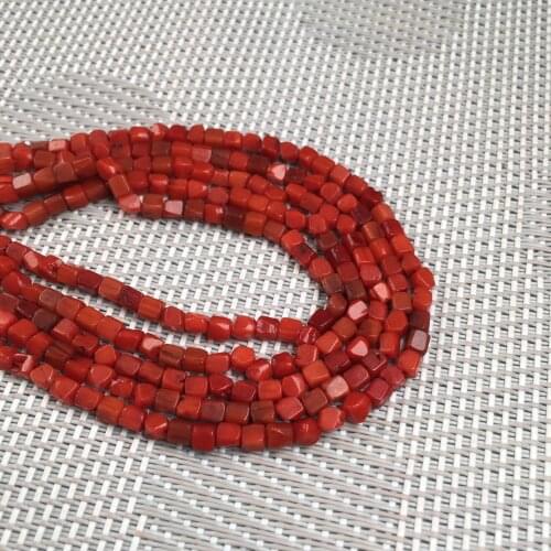 Natural Red Coral Bead Square Shape Loose Beads for Making DIY Women Bracelet Necklace Jewellery Exquisite Gift Size 3x3mm