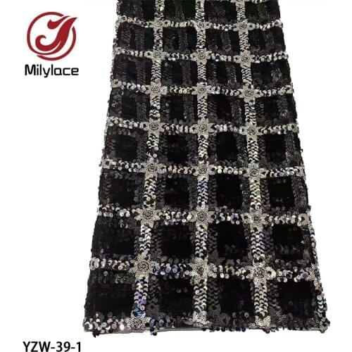 Latest African Sequins Net Lace 2021 High Quality Nigerian French Tulle Lace Fabric Embroidery for Women Dress YZW-39