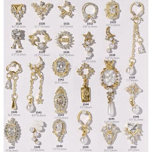 Latest 1 Pcs Alloy Zircon Nail Art Decoration Luxury Zircon Rhinestone Tassel / Heart / Wing Nail Jewelry Nail Art Accessories