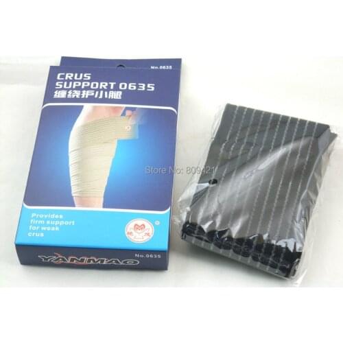 WholeSale 100pcs/lot Athletic Adjustable Black/Beige Striped Calf Sleeve Crus Support Protector 100CM x 8CM Free Shipment