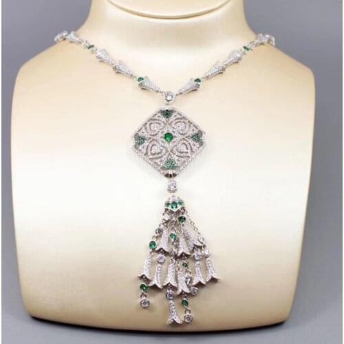Hot Brand Fashion Party Feast Jewelry For Women Banquet Tassel Pendant Crystal Necklace Hyperbole Necklace Fine Costume Jewelry