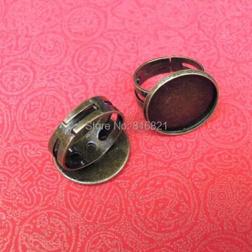 Blank Ring Settings with Round Curved Bezel Glass Cabochons Metal Adjustable Mens Rings Findings DIY Jewelry Making 10mm - 27mm