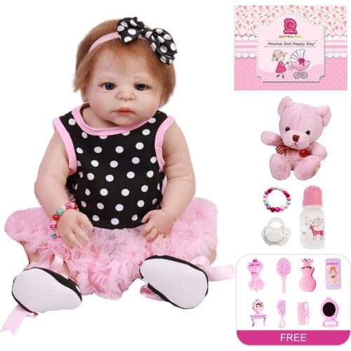 18"48CM Bebe Reborn Soft Silicone Realistic Baby Full Body Hair Toy Doll Toys for Children Smooth Vinyl Body Toddle Reborn Doll