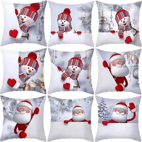 Christmas Cushion Cover Pillow Case For Home Santa Snowman Pattern Sofa Ornaments New Year Gifts Christmas Decoration Navidad
