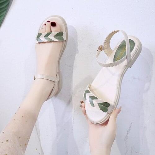 Sandals Womens Flat Sandals 2021 Summer New Female Students Fashion Sandals Small Fresh Word Buckle Women