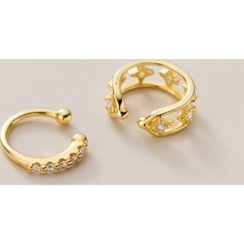 925 Sterling Silver Asymmetry Ear Clip Boho Jewelry Earrings Minimalism Brincos Pendientes Earrings for Women