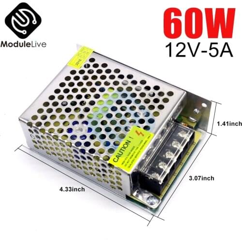 DC 12V 5A 60W Power Supply Lighting Transformer For LED Strip Light Switching Power Adapter Driver Electronic Tools