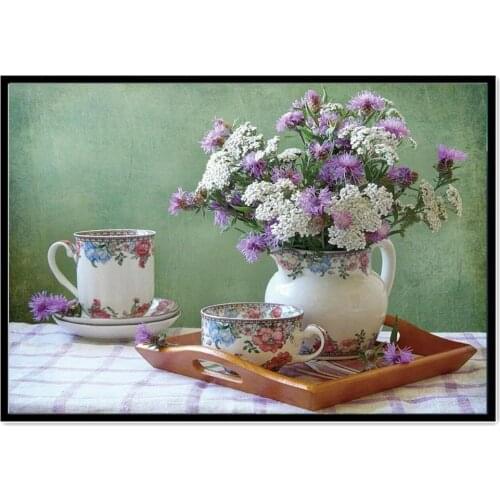 Rose Vase Flower Basket DIY Cross Stitch Embroidery 11CT Kits Craft Needlework Set Printed Canvas Cotton Thread Home Sell