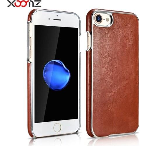 XOOMZ Brand Genuine Cowhide Case For iPhone 7 4.7" Electroplated Vintage Back Cover For Apple iPhone7 Plus/8 Plus 5.5"Phone Case