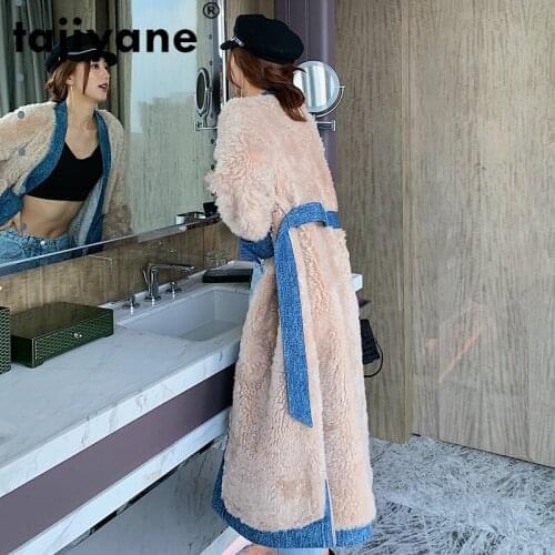 Natural Sheep Shearing Jacket Female Double Faced Fur Coat Women Winter Autumn Clothes 2020 Vintage Long Real Wool Jackets 19103