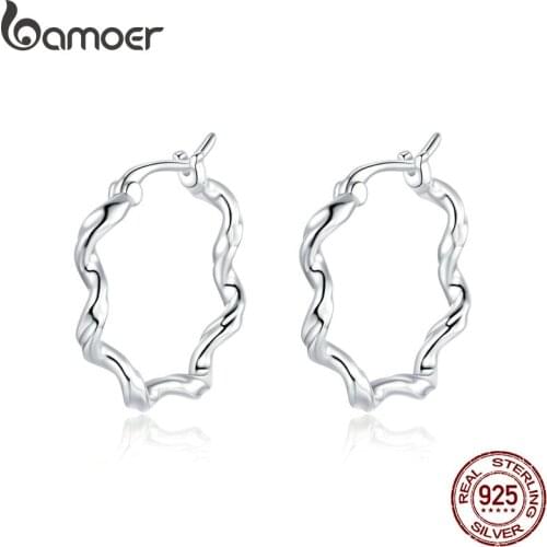Bamoer 925 Sterling SilverLittle Wave Earrings Earrings for Women 6mm Hypoallergenic Silver Jewelry for Kids earring SCE976