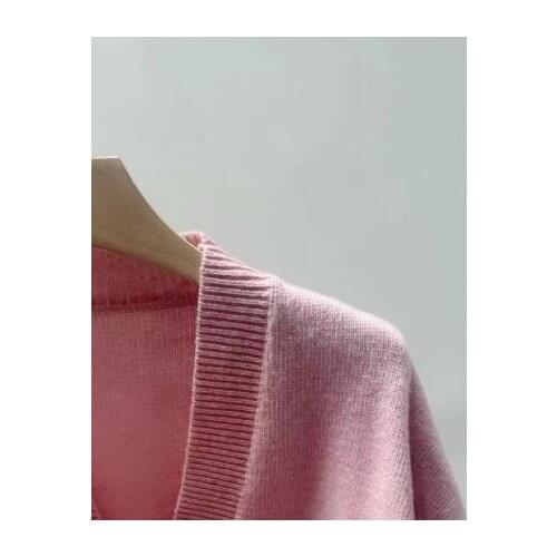2021 Autumn Winter Letter Embroidered Lady Single-Breasted Long Sleeve Knitwear Femme Sweaterwomen V-Neck Knitted Pink Cardigan