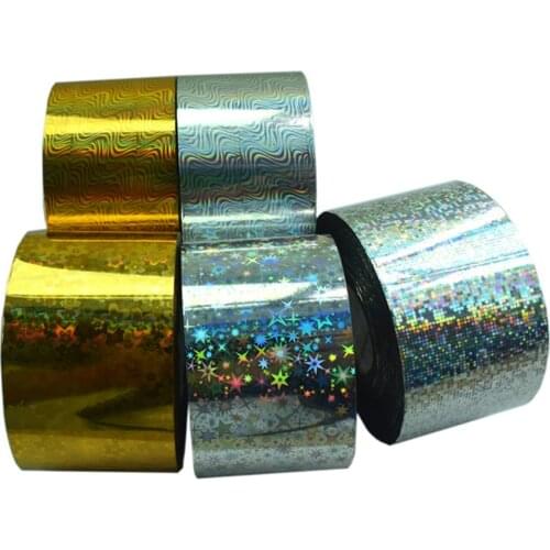 Gold Silver Nail Foils Transfer Rolls Stickers Decal 120m Holographic Plum blossom Star Sticker for Manicure Nail Art Decoration