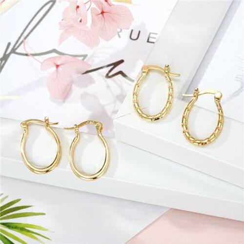 1Pair Vintage Simple Oval Round Hoop Earrings For Women European Personality Gold Color Matte Circle Earrings Jewelry Gift E732