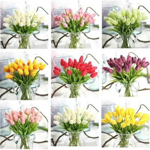 1pc Artificial Flower Bouquet Real Touch Silk Tulip Flowers for Party Wedding Home Decoration Flower