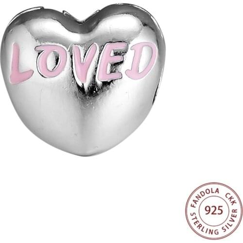 100% 925 Sterling Silver Loved Heart Clip Charms Beads for Jewelry Making Fits Original Bracelet Kralen Berloque