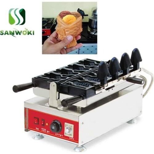 110*80*52mm open mouth fish shape waffle cone maker commercial flip taiyaki maker machine ice cream taiyaki maker pan machine