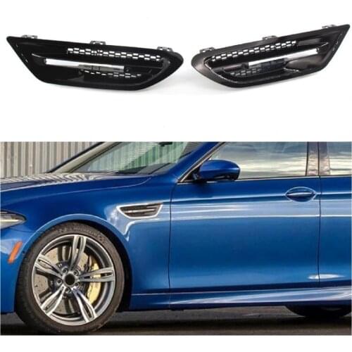 2Pcs Side Vent Cover Decorative Anti-corrosion Gloss Black Car Exterior Side Air Vent Trim for 5 Series M5 2012-2016