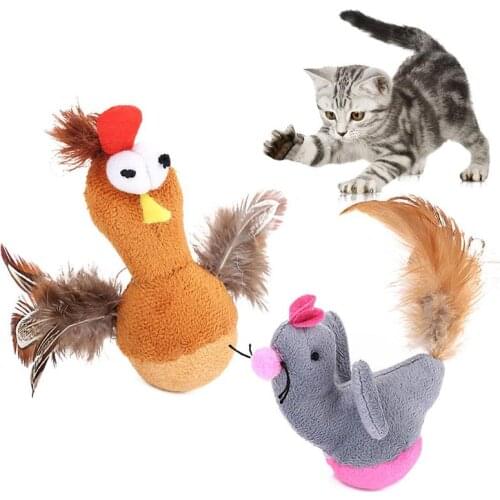 2PCS Cat Toy Interactive Tumbler Chick Little Bird Cat Teaser Toy Cat Chew Toy