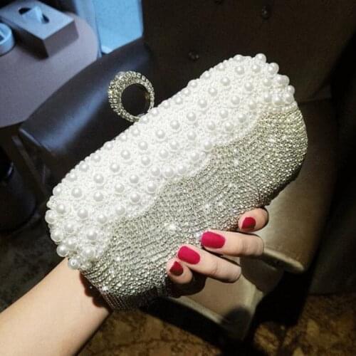 2021 Luxury Chic Handmade Pearl Crystal Tassel Purses Party Wedding Evening Bags