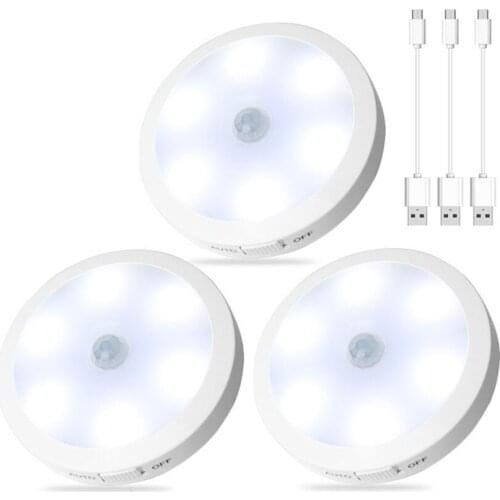 3PC USB Recharged Motion Sensor Light Extra-thin Under Cabinet Lamp Portable Home Emergency Lighting Energy-Saving Bedroom,Study