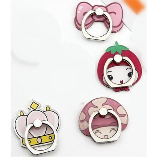 360 Degree Cartoon Girl Finger Ring Smartphone Stand Holder Mobile Phone Bow Tie Crown Holder Stand For iPhone All Phone