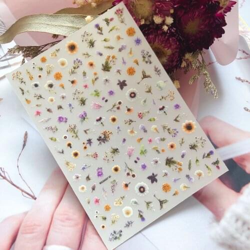 Japanese Style 3d DIY Nail Stickers Small Flowers Light Thin Traceless Dry Nail Decals Paper Stickers for Nail Decorations Women