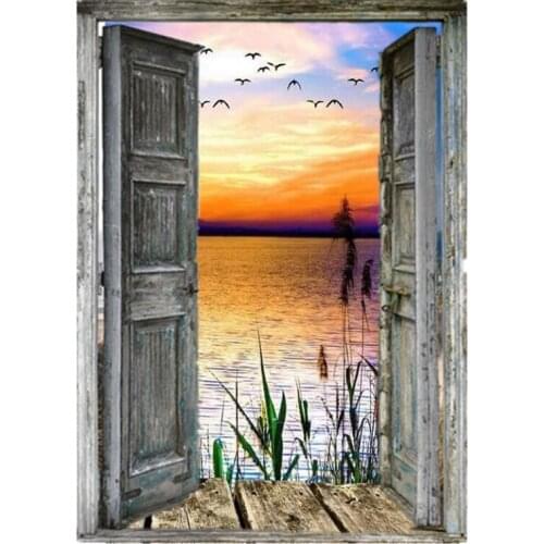 Diamond Embroidery 5D Full Drill Diamond Painting DIY out window lake scene Cross Stitch Rhinestone pictures Mosaic FH019