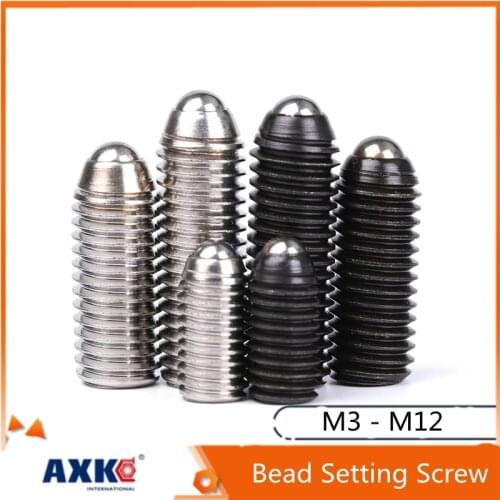 AXK M3 M4 M5 M6 M8 M10 M12 Black Grade 12.9 304 stainless steel Hex Socket Allen Spring Ball Plunger Grub Point Set Screw Bolt