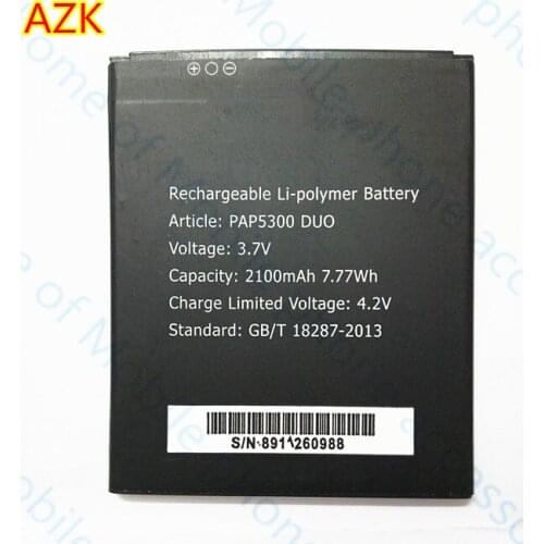 AZK 3.7V 2100mAh Mobile phone Battery for Prestigio MultiPhone PAP5300 DUO 5300 Batterie Bateria Accumulator AKKU