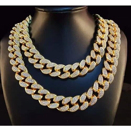 Women Men Gold Silver Color Chain Bling Bling Miami Iced Out Chain Rapper Necklace For Men Hip Hop Cuban Link Chain Jewelry