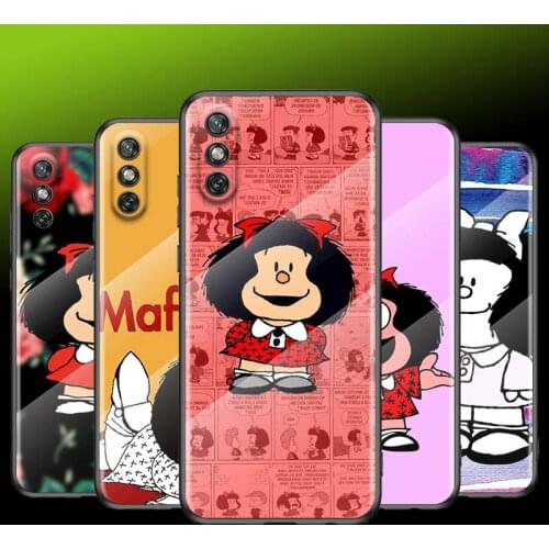 Tempered Glass Cover Animated cute Mafalda For Huawei Y6 Y7 Y9 Y5P Y6P Y8S Y8P Y9A P Smart Z 2019 2020 2021 Phone Case