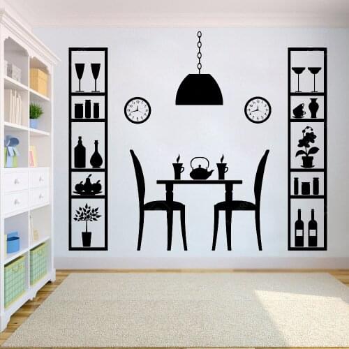 Black and white stencil dining room wall stickers Coffee shop art home decoration Decal Vinyl removable wall Decal decor HY476